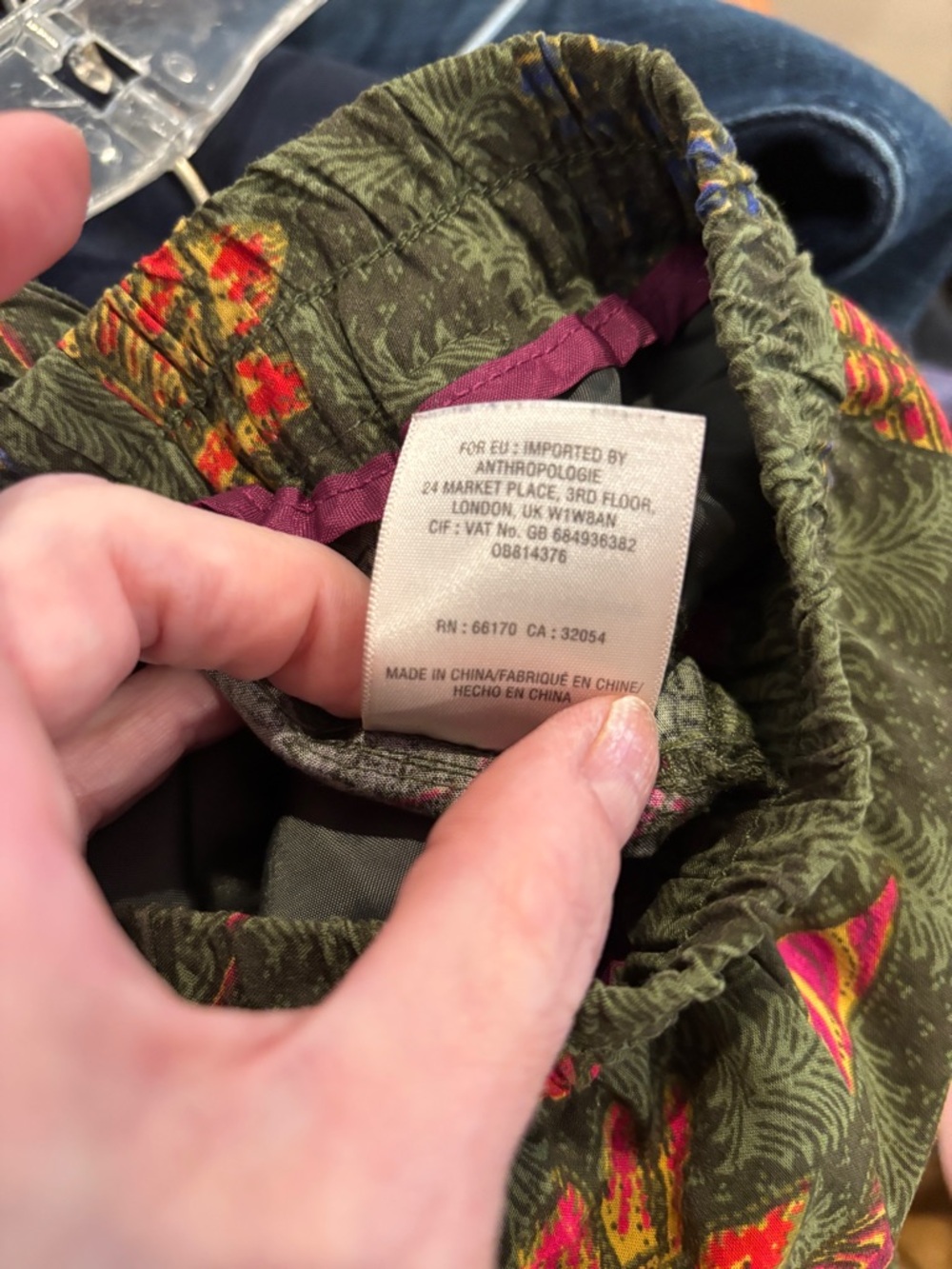 Anthropologie Olive Floral & Butterfly Relaxed Pants. Size XS - Picture 9 of 10
